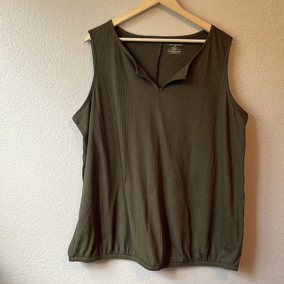 Lane Bryant Textured Olive Green Tank Top sz 22/24 - Picture 5 of 11